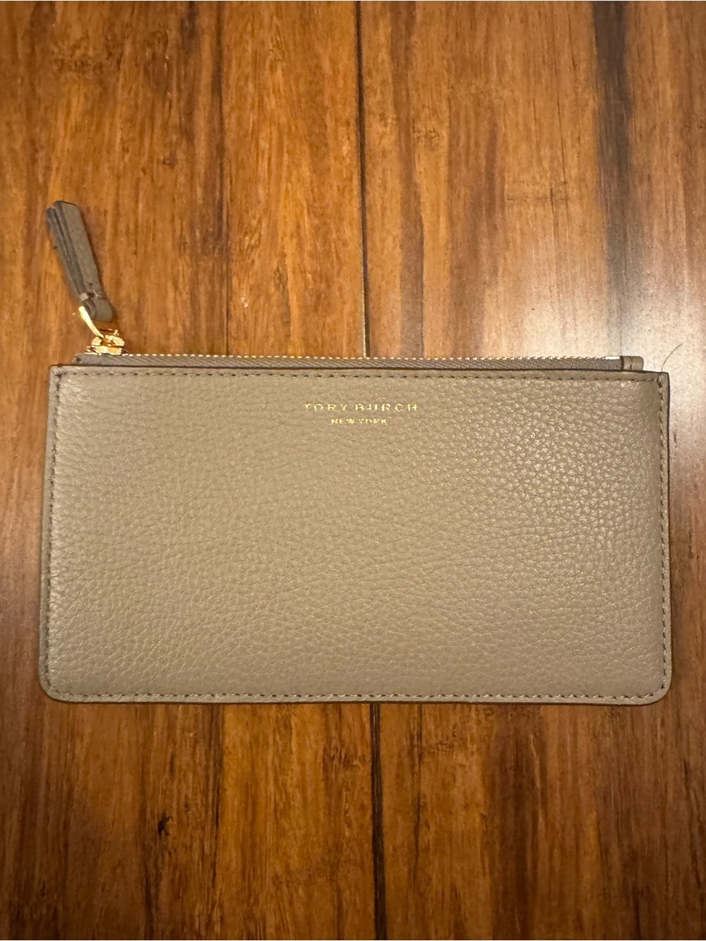 Tory Burch Perry Pebbled Leather Zip Card Case